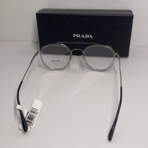 New Authentic Prada 66XV 07A1O1 - Clear METAL STAINLESS STEEL Eyeglasses - Picture 7 of 13